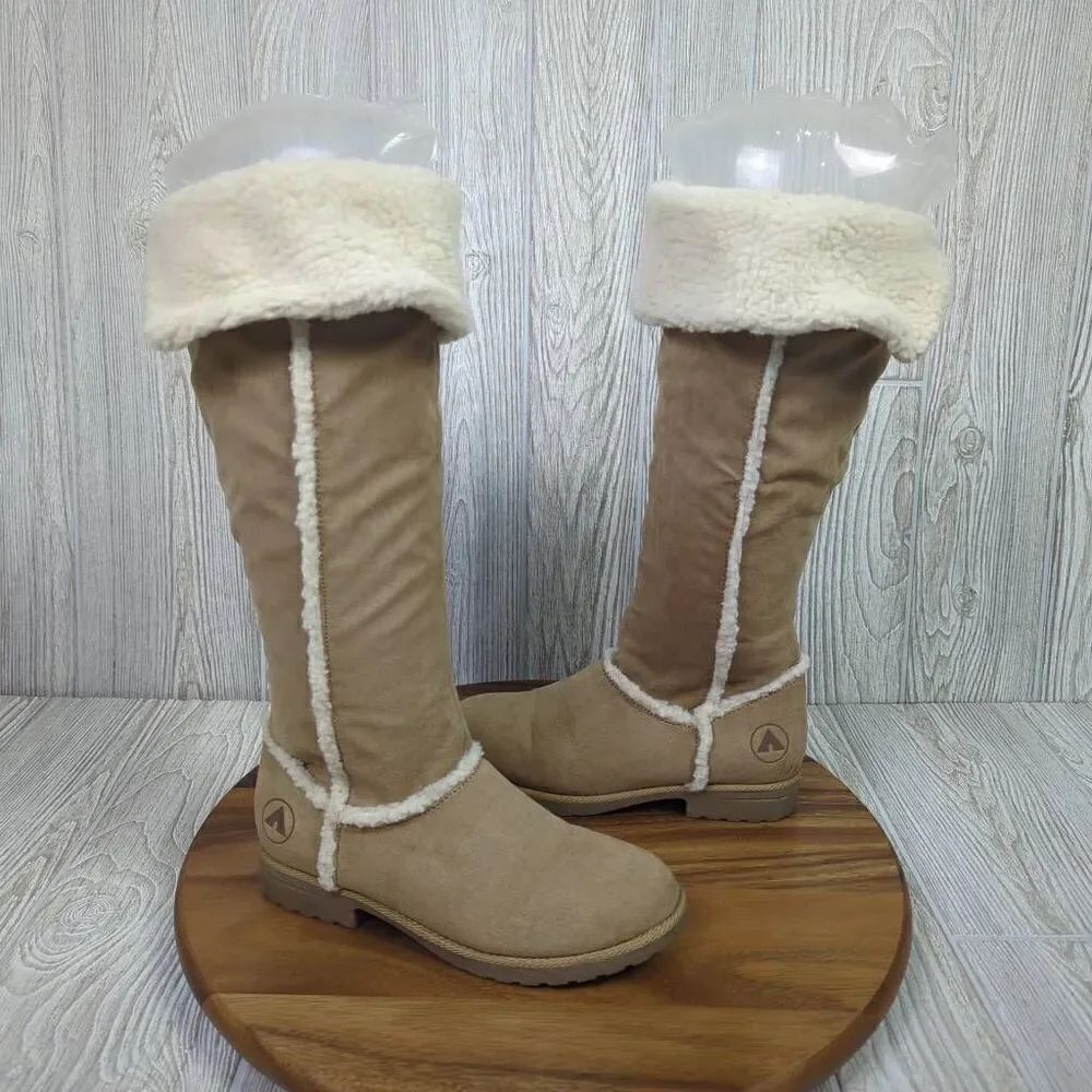 Airwalk Brown 16" Shaft Height Faux Fur Lined Long Boots Women’s 7